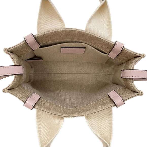 Chloe Woody Canvas Leather Tote Bag Handbag Shoulder - Picture 6 of 10